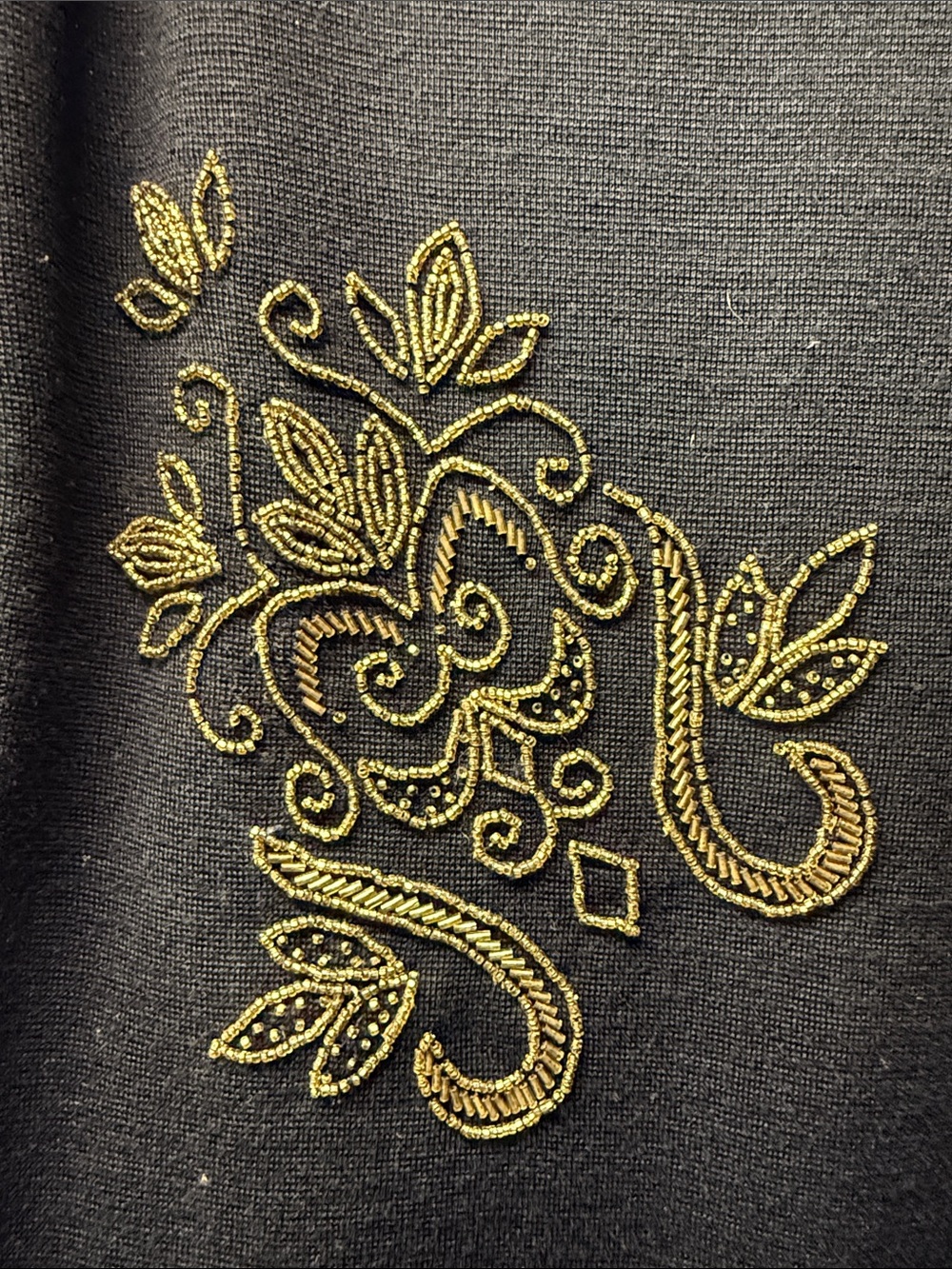 The Limited Black Slip Dress with Gold Embroidery - Picture 4 of 5